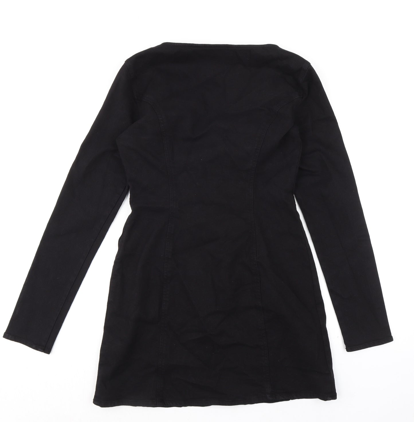 Zara Womens Black Chlorofibre Mini Size M Square Neck Zip