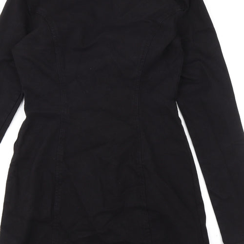 Zara Womens Black Chlorofibre Mini Size M Square Neck Zip