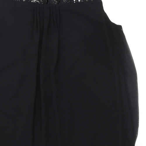 Wallis Womens Black Polyester Basic Blouse Size 10 Mock Neck - Lace Detail