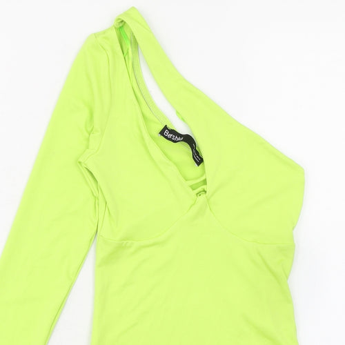 Bershka Womens Yellow Polyester Bodysuit One-Piece Size XS Snap