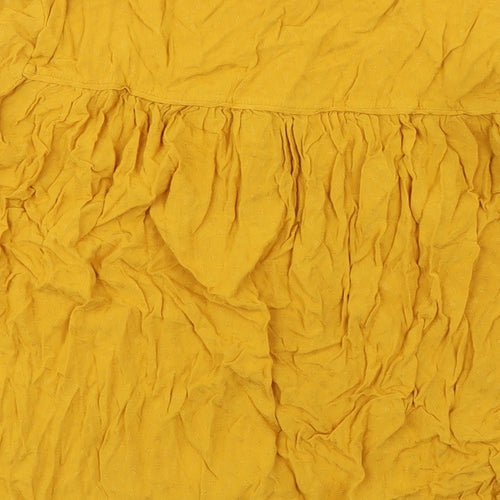 John Lewis Womens Yellow Polyester Basic Button-Up Size 8 Round Neck