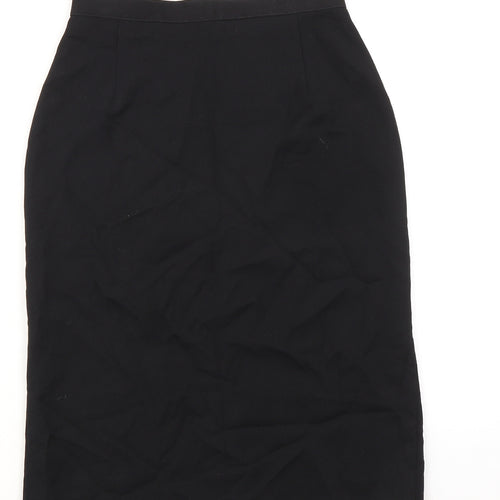 St Michael Womens Black Wool Straight & Pencil Skirt Size 10 Zip