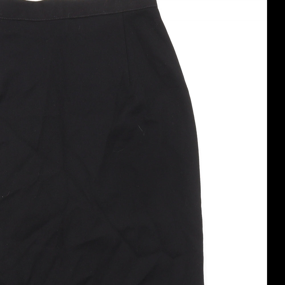 St Michael Womens Black Wool Straight & Pencil Skirt Size 10 Zip