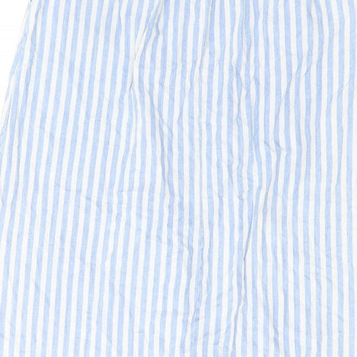 NEXT Womens Black Striped Cotton A-Line Skirt Size 10 Button