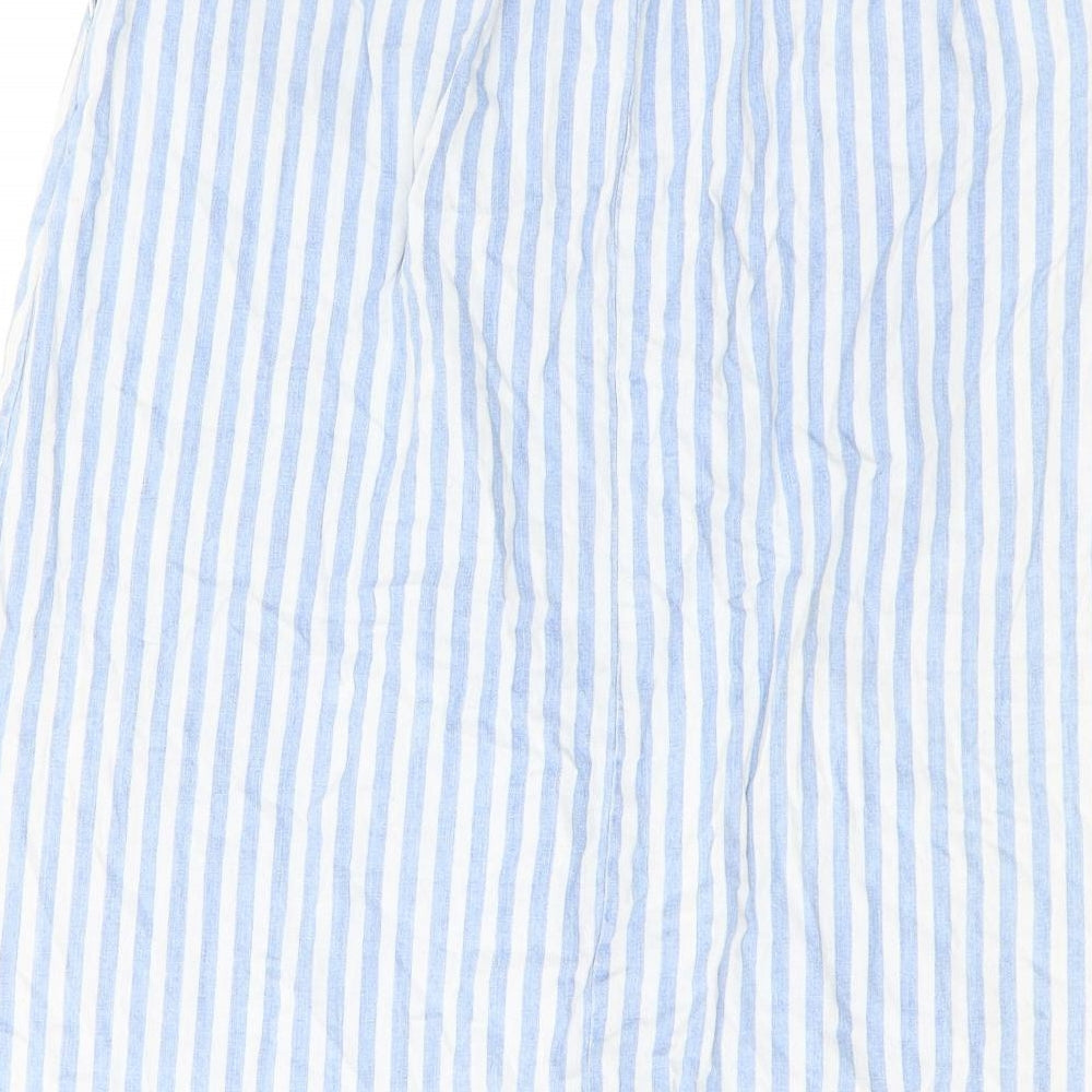 NEXT Womens Black Striped Cotton A-Line Skirt Size 10 Button
