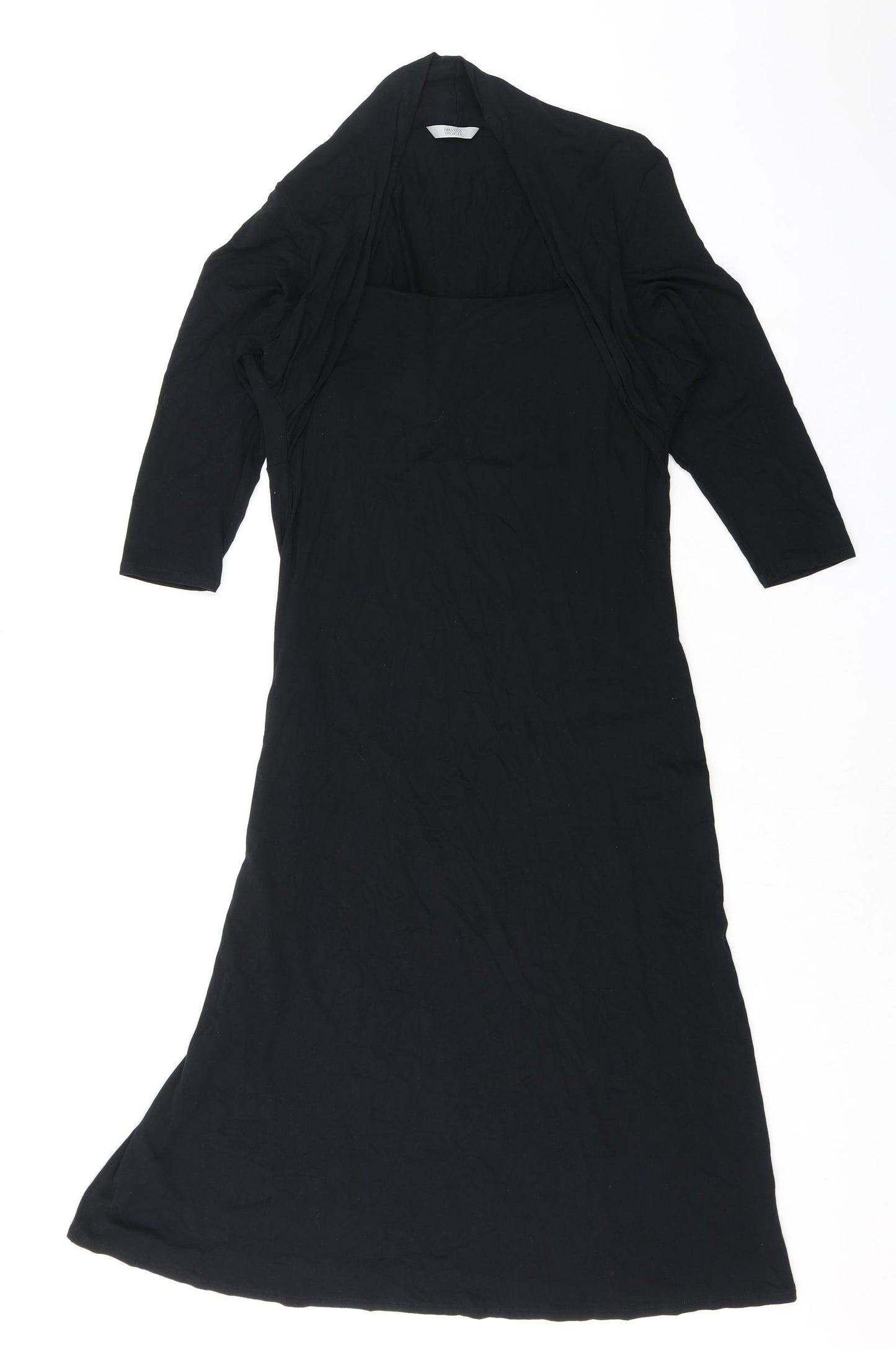 Marks and Spencer Womens Black Viscose A-Line Size 16 Round Neck Pullover