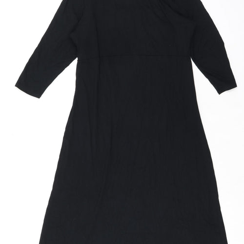 Marks and Spencer Womens Black Viscose A-Line Size 16 Round Neck Pullover