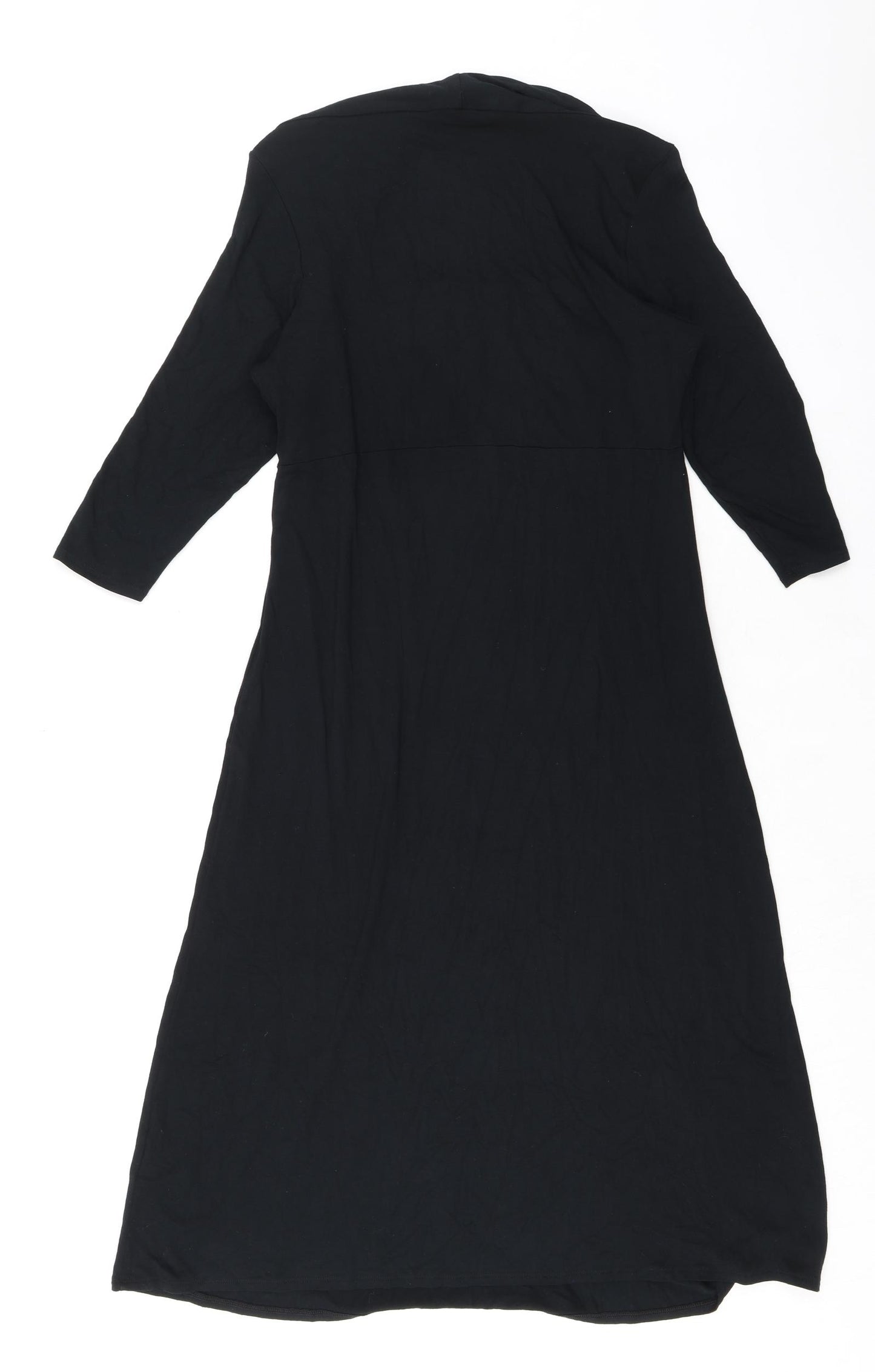 Marks and Spencer Womens Black Viscose A-Line Size 16 Round Neck Pullover