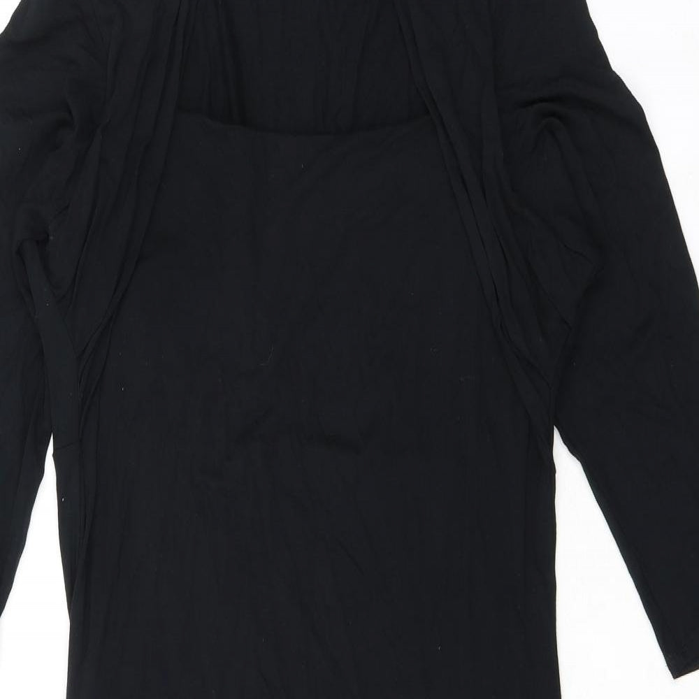 Marks and Spencer Womens Black Viscose A-Line Size 16 Round Neck Pullover