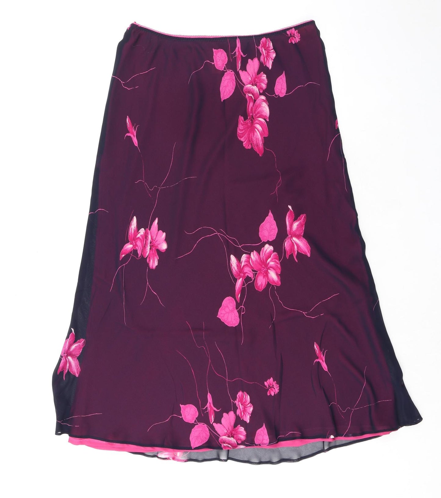 Jacques Vert Womens Pink Floral Polyester Swing Skirt Size 14