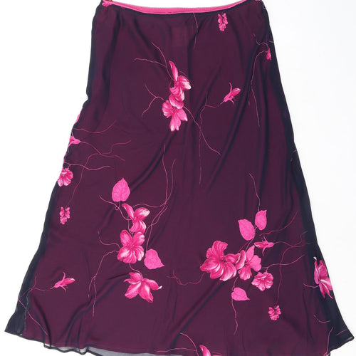 Jacques Vert Womens Pink Floral Polyester Swing Skirt Size 14