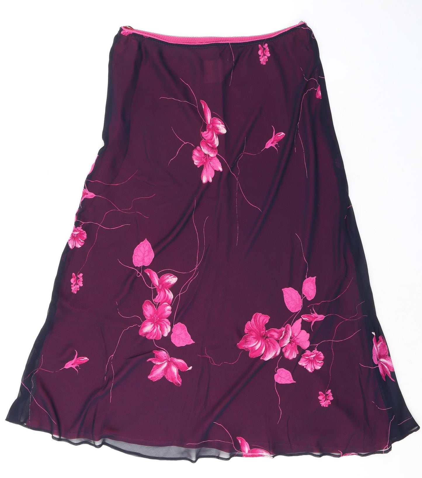Jacques Vert Womens Pink Floral Polyester Swing Skirt Size 14