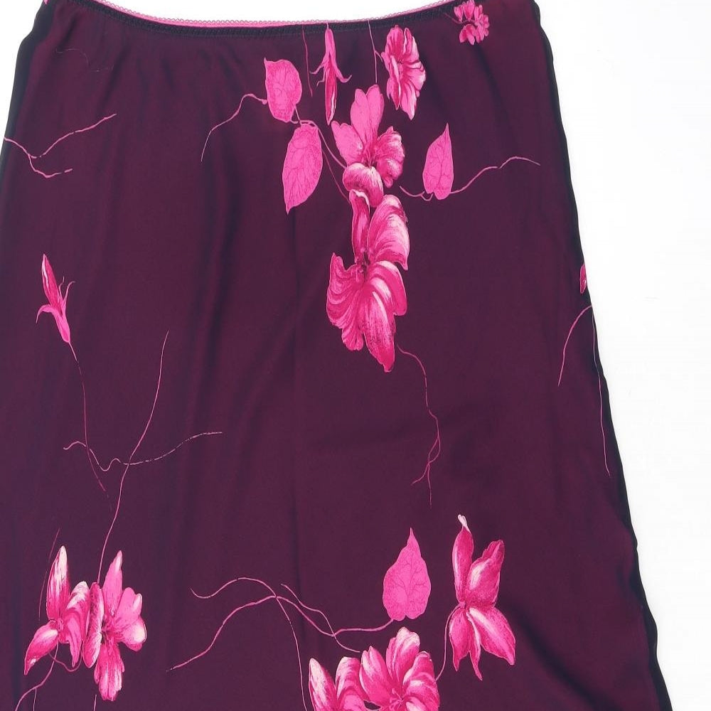 Jacques Vert Womens Pink Floral Polyester Swing Skirt Size 14