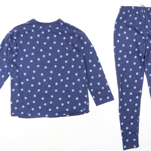 John Lewis Womens Blue Polka Dot Cotton Top Pyjama Set Size 10
