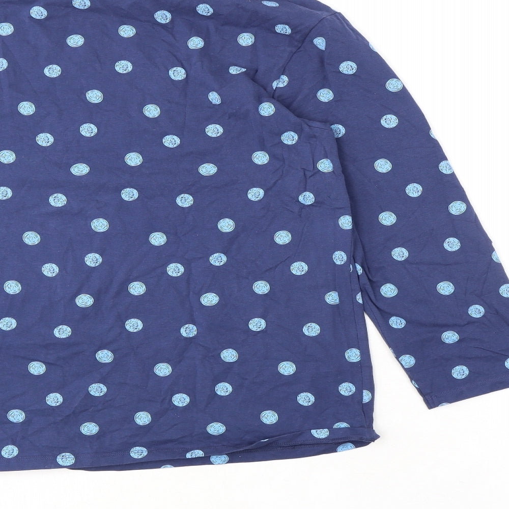 John Lewis Womens Blue Polka Dot Cotton Top Pyjama Set Size 10