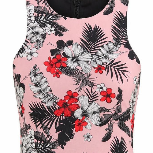 Cotton On Womens Pink Floral Polyester Cropped Tank Size S Round Neck
