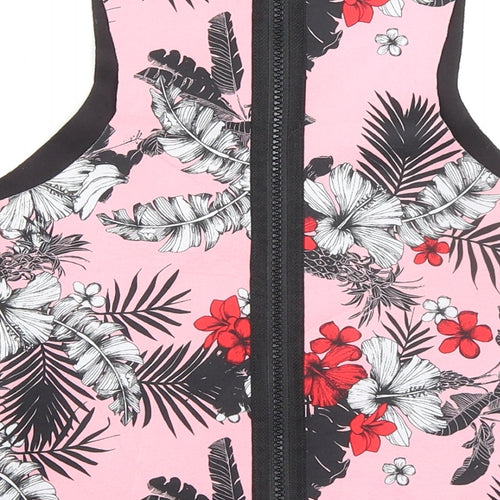 Cotton On Womens Pink Floral Polyester Cropped Tank Size S Round Neck