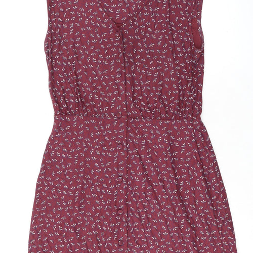 NEXT Womens Purple Floral Trivinyl Shift Size 10 V-Neck Button