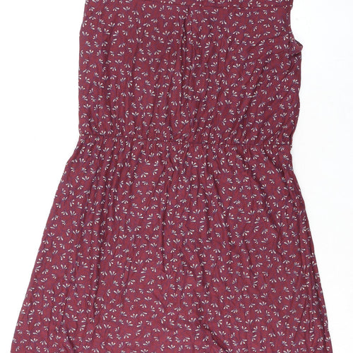 NEXT Womens Purple Floral Trivinyl Shift Size 10 V-Neck Button