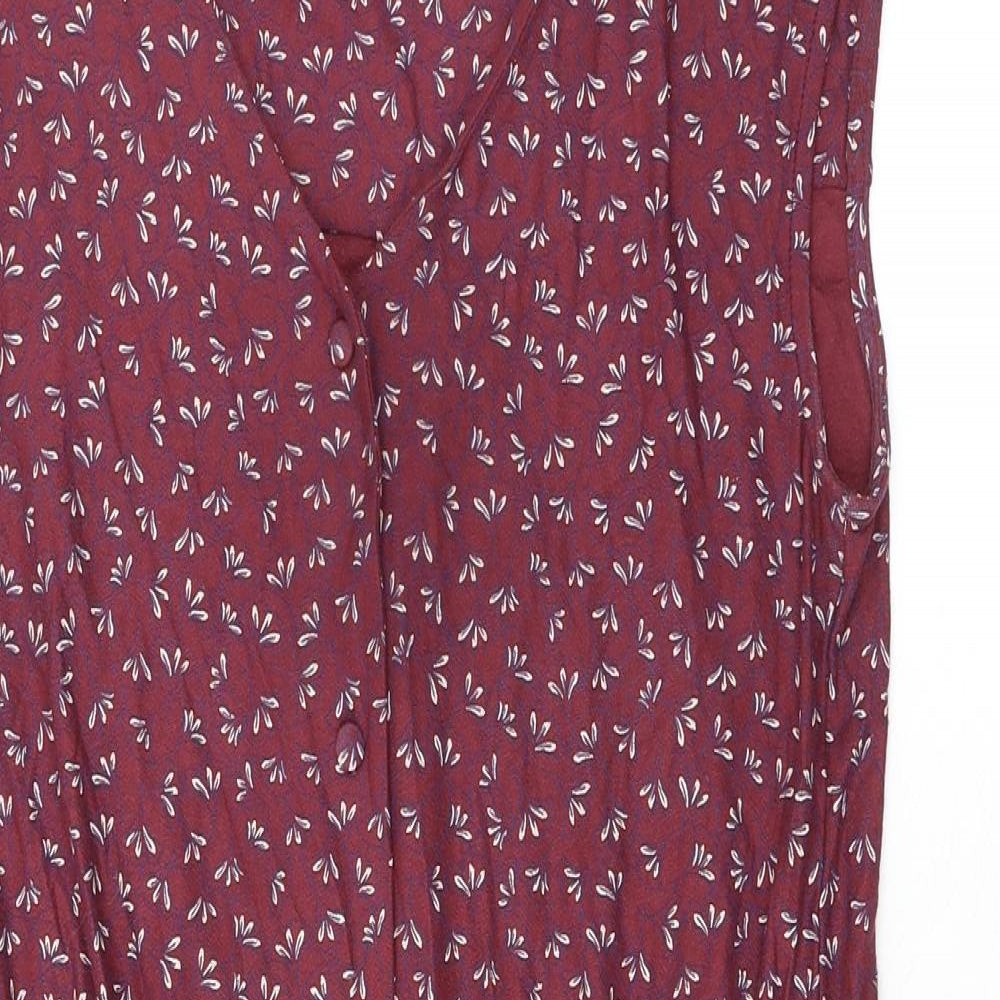 NEXT Womens Purple Floral Trivinyl Shift Size 10 V-Neck Button