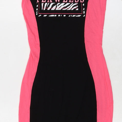 Select Womens Black Colourblock Viscose Bodycon Size 8 Round Neck Pullover - Flawless