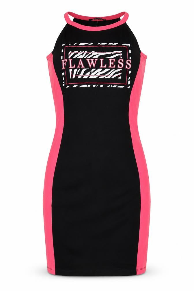 Front view of Select women’s black colourblock viscose bodycon, size UK 8, round neck pullover - flawless