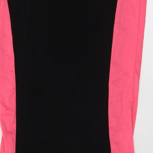 Select Womens Black Colourblock Viscose Bodycon Size 8 Round Neck Pullover - Flawless