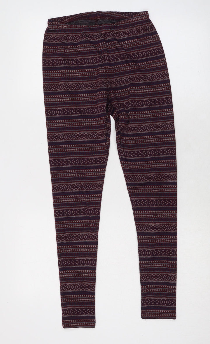New Look Womens Multicoloured Geometric Polyester Carrot Leggings Size S L28 in