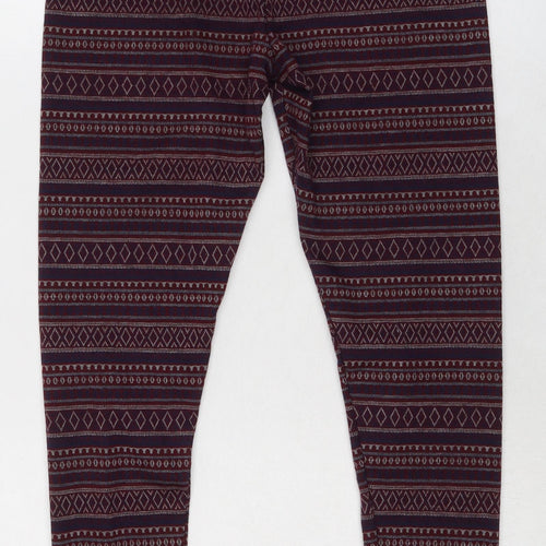 New Look Womens Multicoloured Geometric Polyester Carrot Leggings Size S L28 in