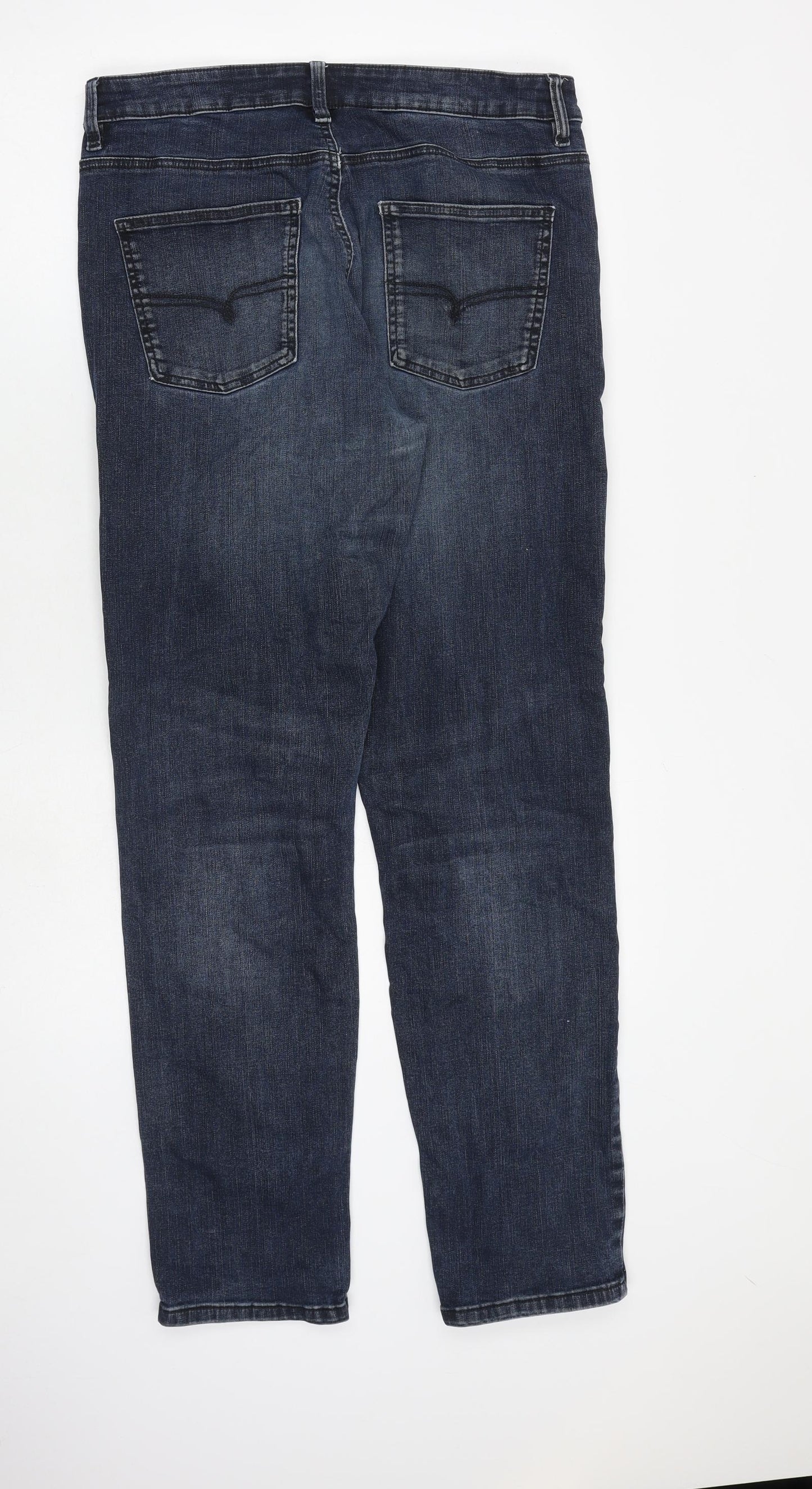 NEXT Mens Blue Cotton Straight Jeans Size 34 in L32 in Slim Zip