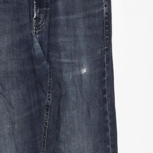 NEXT Mens Blue Cotton Straight Jeans Size 34 in L32 in Slim Zip