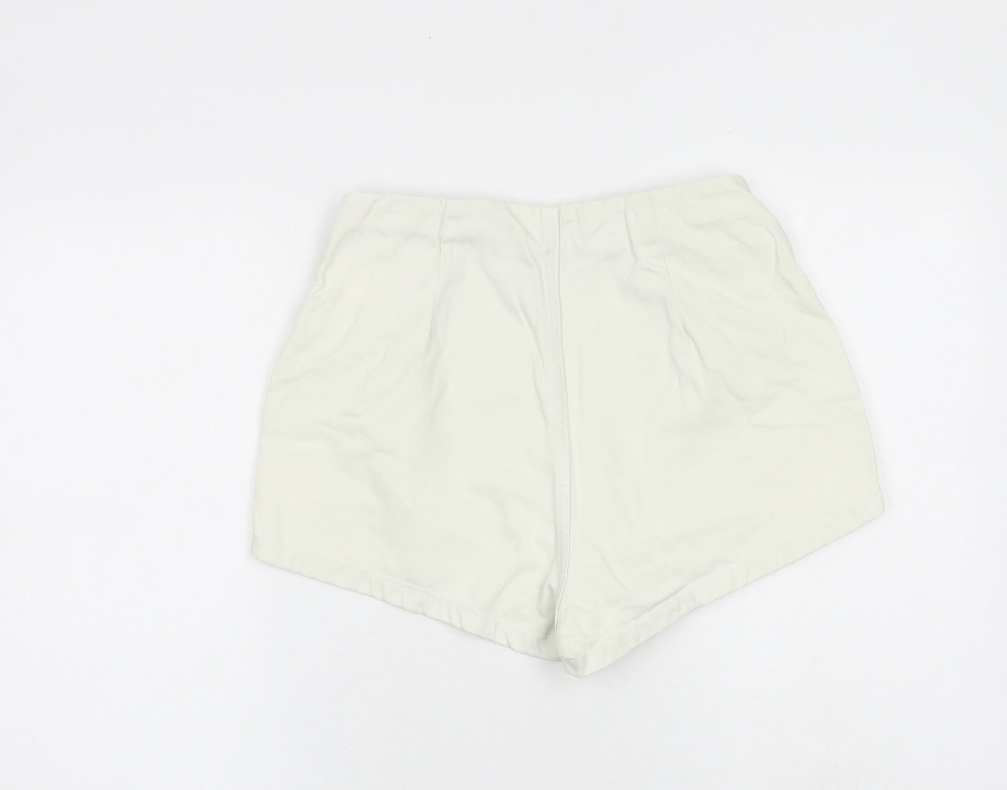 Zara Womens Ivory 100% Cotton Sailor Shorts Size 10 L3 in Regular Button