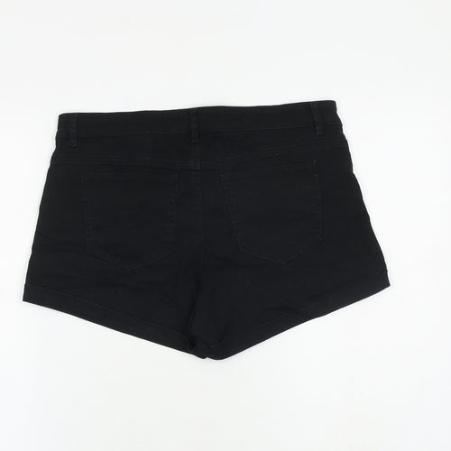 H&M Womens Black Cotton Mom Shorts Size 12 L3 in Regular Zip