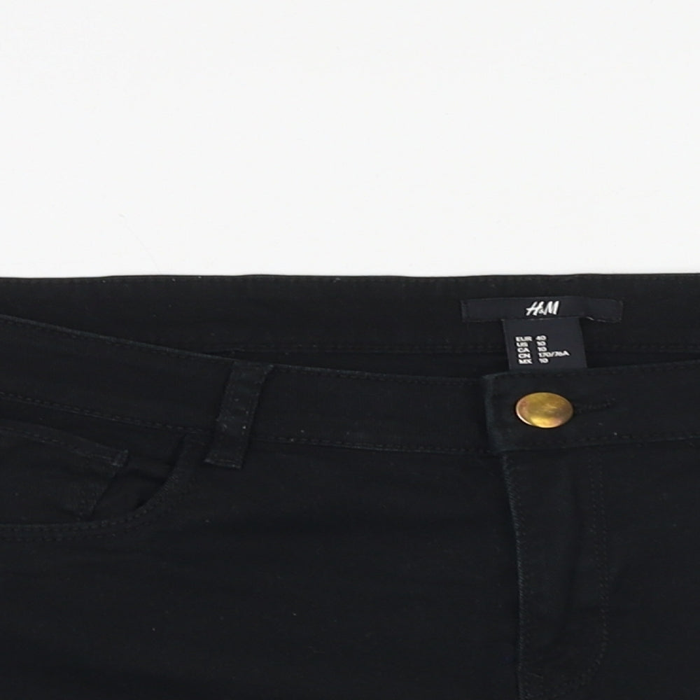 H&M Womens Black Cotton Mom Shorts Size 12 L3 in Regular Zip
