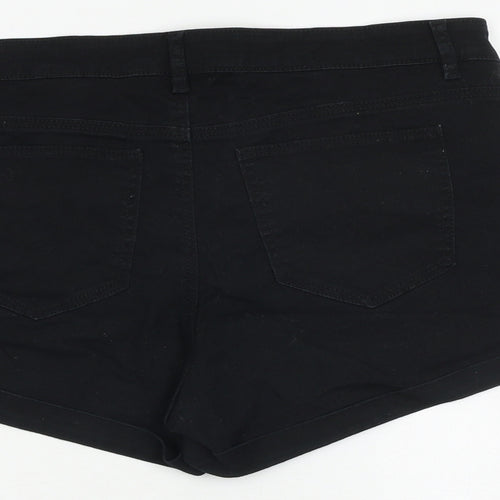 H&M Womens Black Cotton Mom Shorts Size 12 L3 in Regular Zip