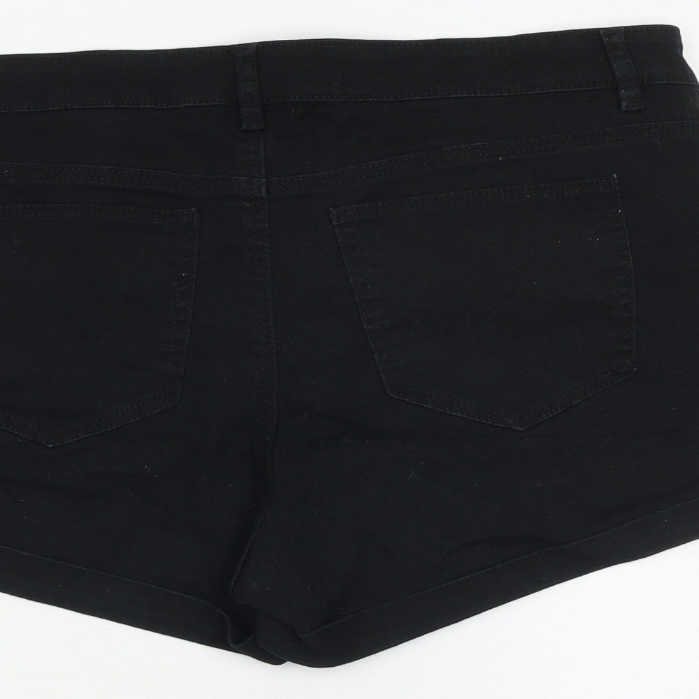 H&M Womens Black Cotton Mom Shorts Size 12 L3 in Regular Zip