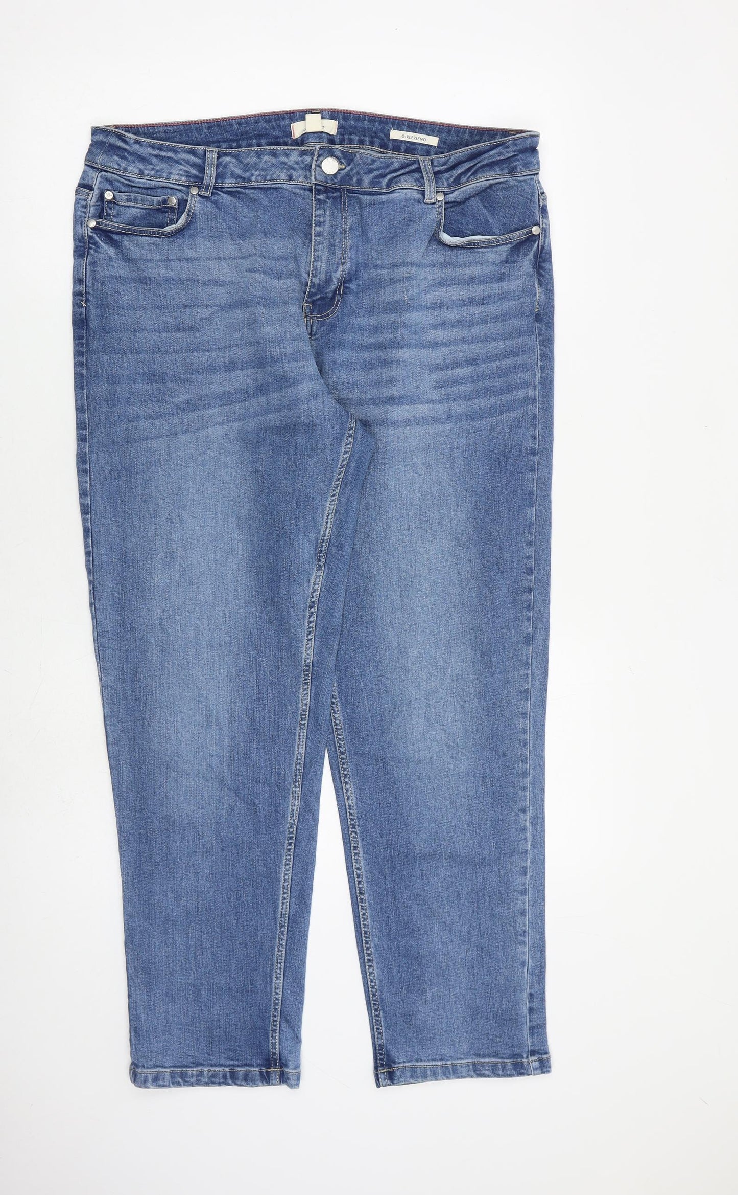 Joules Womens Blue Cotton Tapered Jeans Size 16 L29 in Regular Zip
