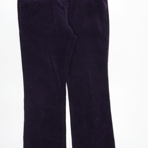 Marks and Spencer Womens Purple Cotton Trousers Size 12 L28 in Regular Zip