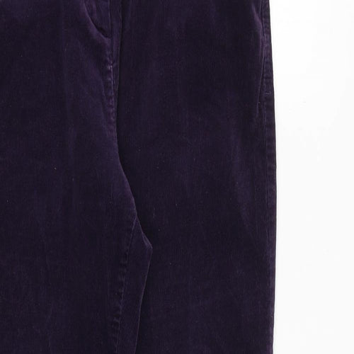 Marks and Spencer Womens Purple Cotton Trousers Size 12 L28 in Regular Zip