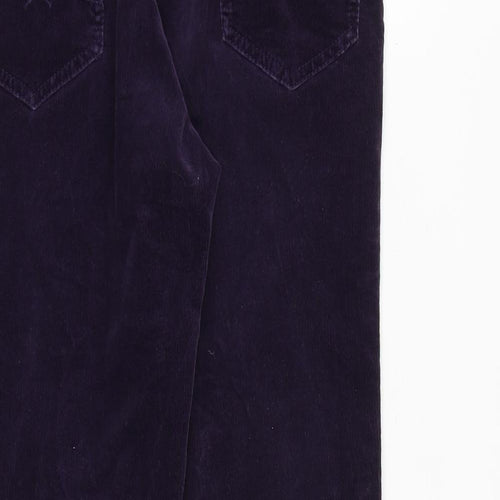 Marks and Spencer Womens Purple Cotton Trousers Size 12 L28 in Regular Zip