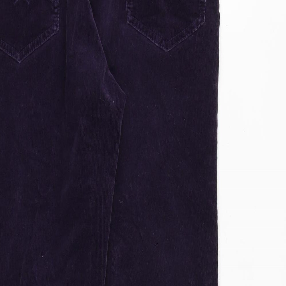 Marks and Spencer Womens Purple Cotton Trousers Size 12 L28 in Regular Zip