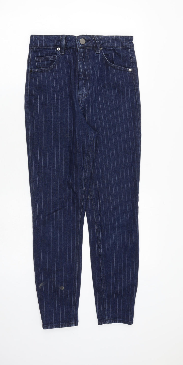 ASOS Womens Blue Striped Cotton Skinny Jeans Size 28 in L30 in Regular Zip