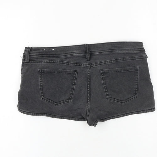 Topshop Womens Grey Cotton Hot Pants Shorts Size 30 in Regular Zip