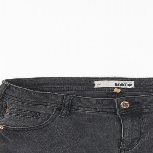 Topshop Womens Grey Cotton Hot Pants Shorts Size 30 in Regular Zip