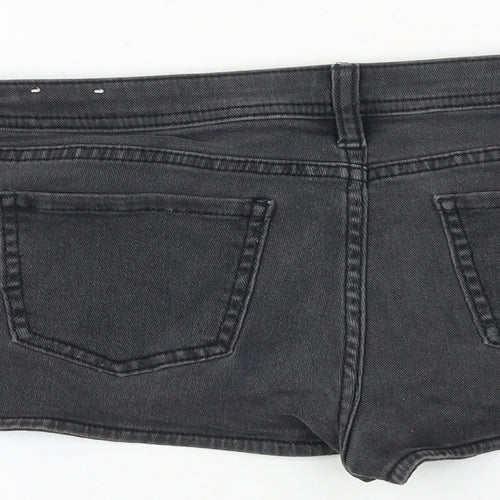 Topshop Womens Grey Cotton Hot Pants Shorts Size 30 in Regular Zip