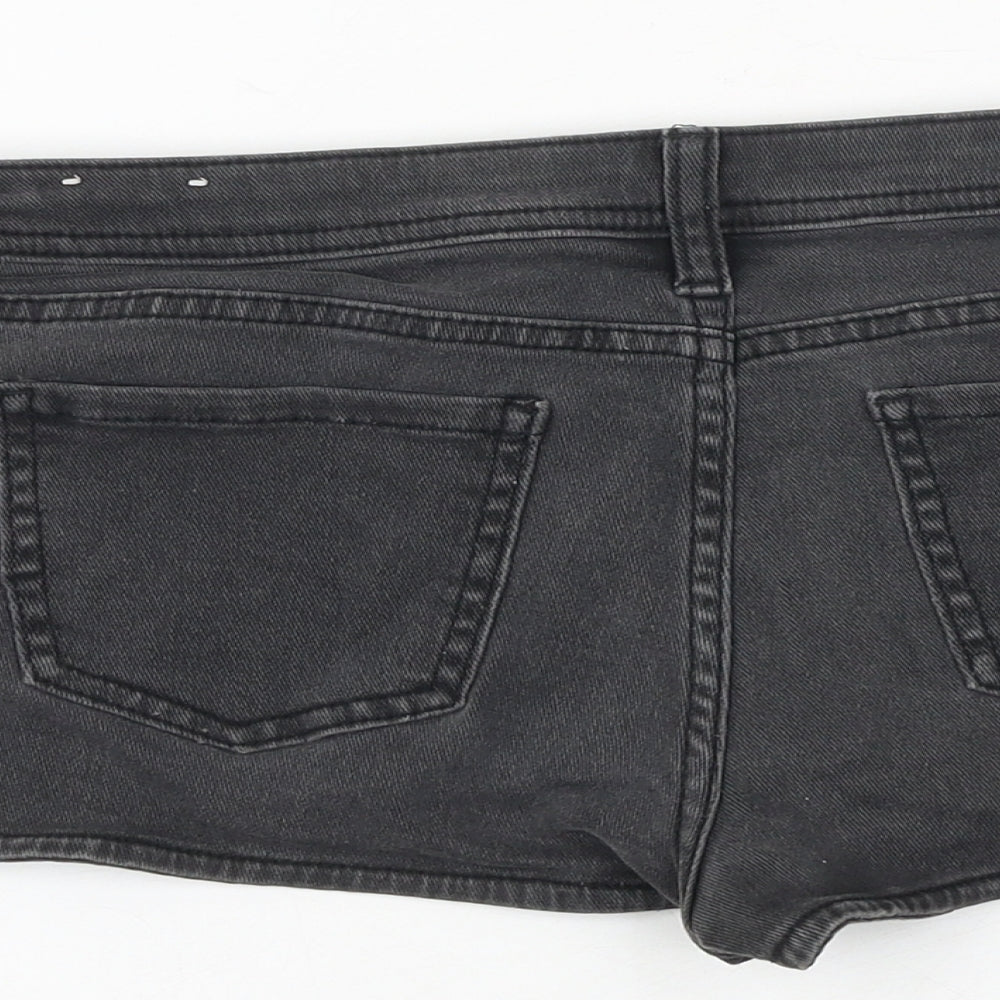 Topshop Womens Grey Cotton Hot Pants Shorts Size 30 in Regular Zip