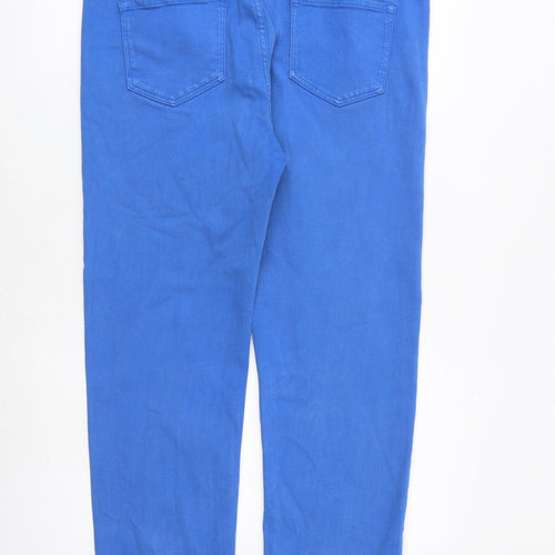 Marks and Spencer Womens Blue Cotton Straight Jeans Size 16 L28 in Regular Zip