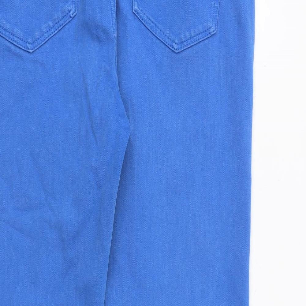 Marks and Spencer Womens Blue Cotton Straight Jeans Size 16 L28 in Regular Zip