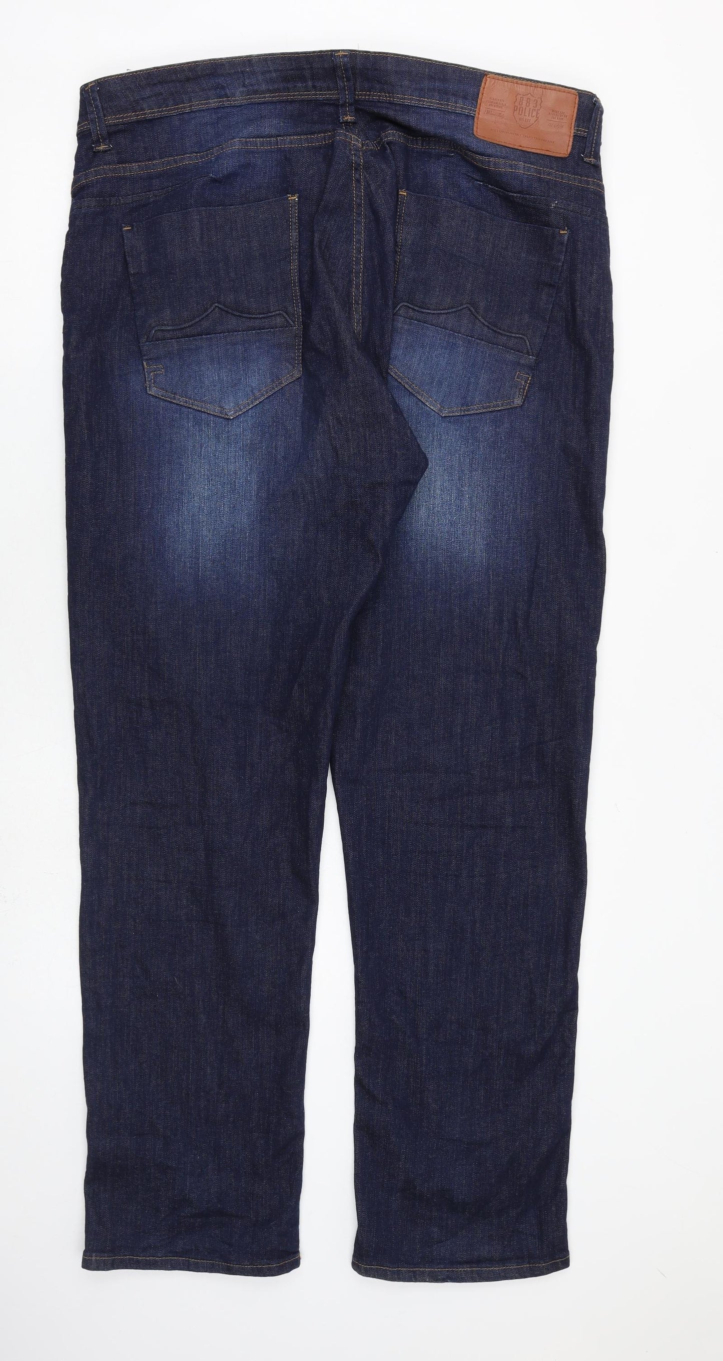 883 Police Mens Blue Cotton Straight Jeans Size 38 in L34 in Regular Button