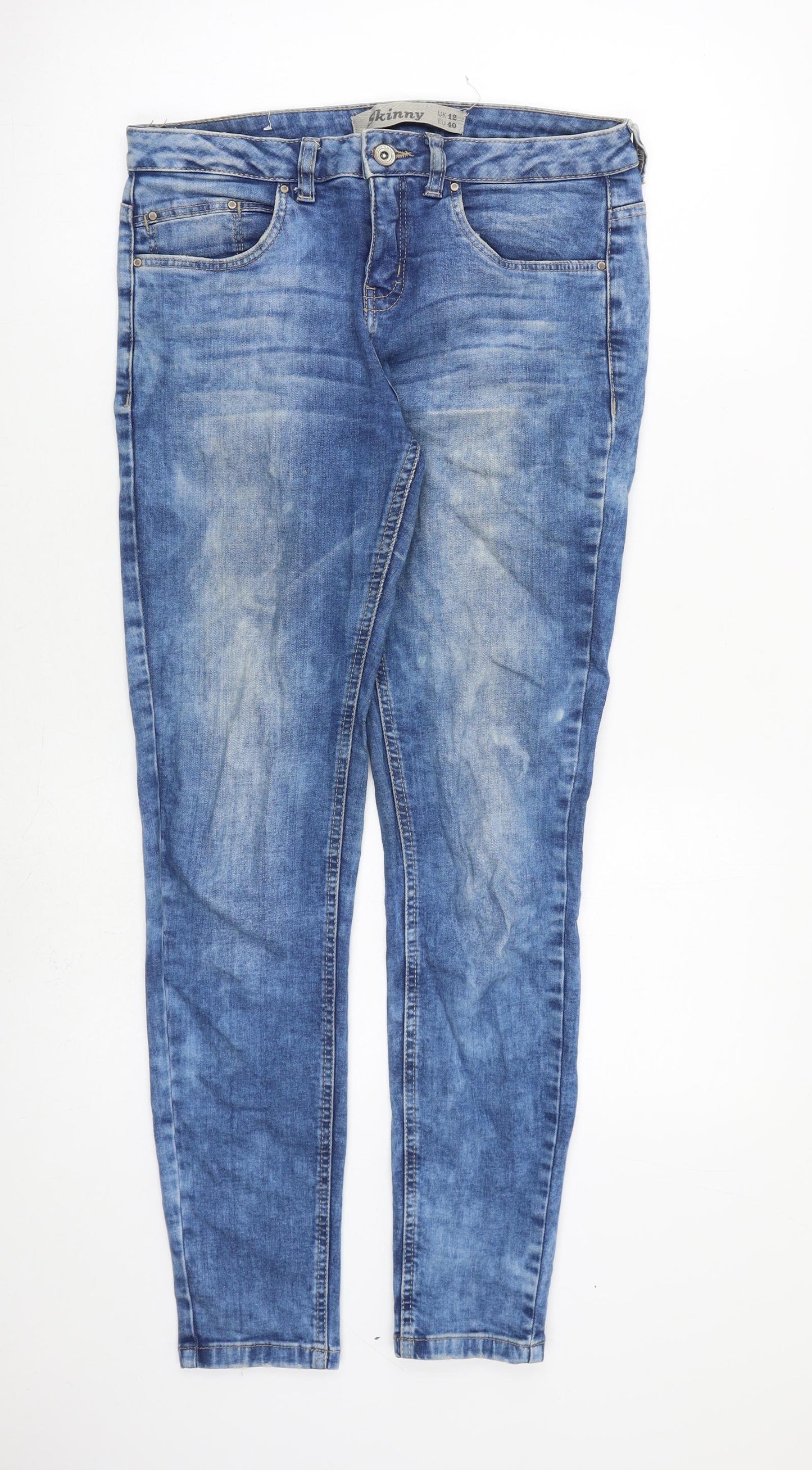 New Look Womens Blue Cotton Skinny Jeans Size 12 L30 in Slim Zip